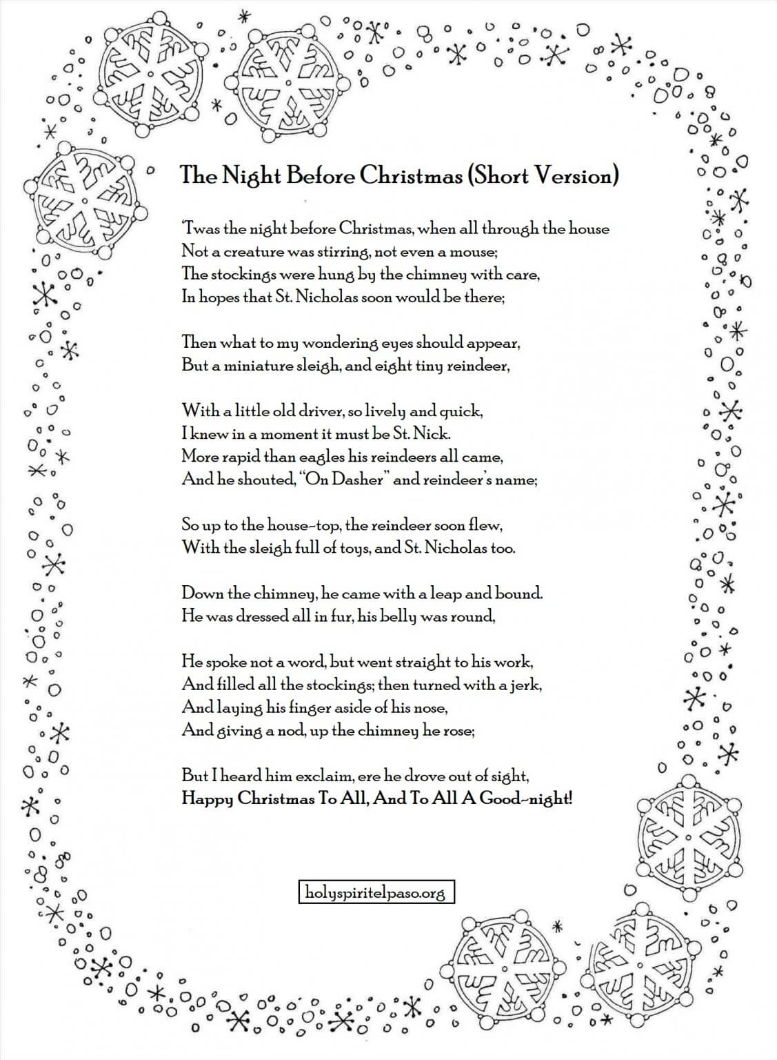 Twas The Night Before Christmas Poem (PDF, Printable)