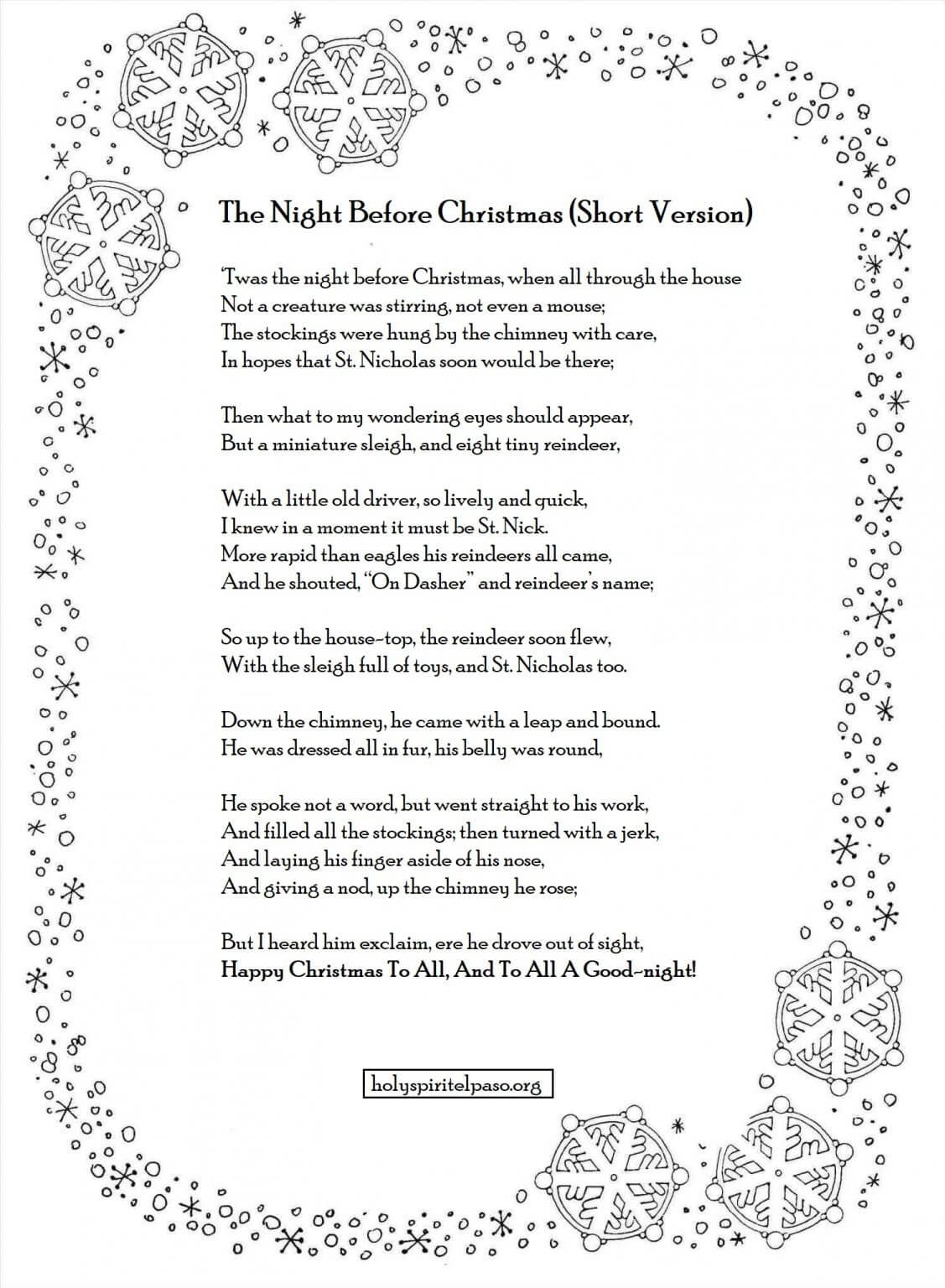 1823 poem the night before christmas