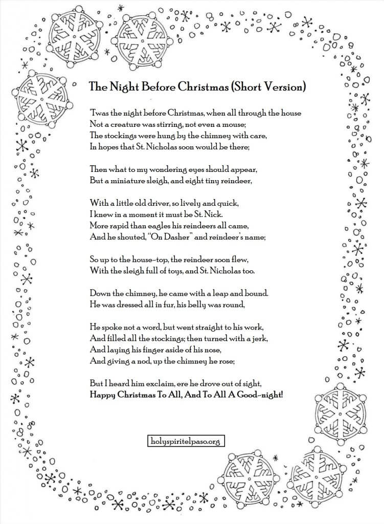 Twas The Night Before Christmas Poem